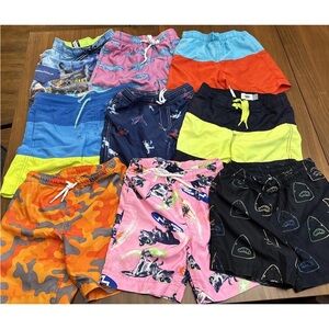 Bundle of 9 boys bathing suits size small 6, 6/7 swim trunks bottoms